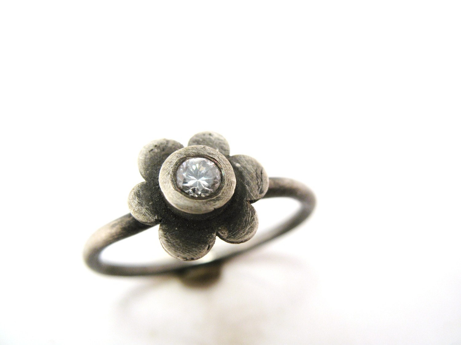 Tiny Flower Ring - handcast sterling silver - Building Block Collection