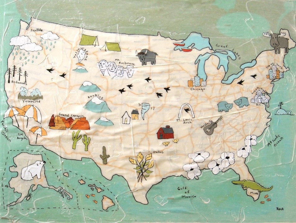 US Map - Archival Print
