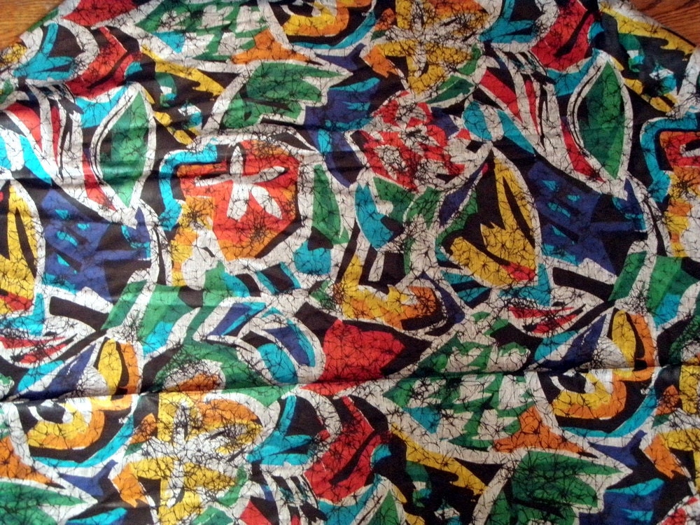 Vintage Fabric Retro Craft Supplies John Kaldor Fabricmaker Batik Yardage Cotton Sewing Quilting 1980s 80s Eighties Hippie Bohemian