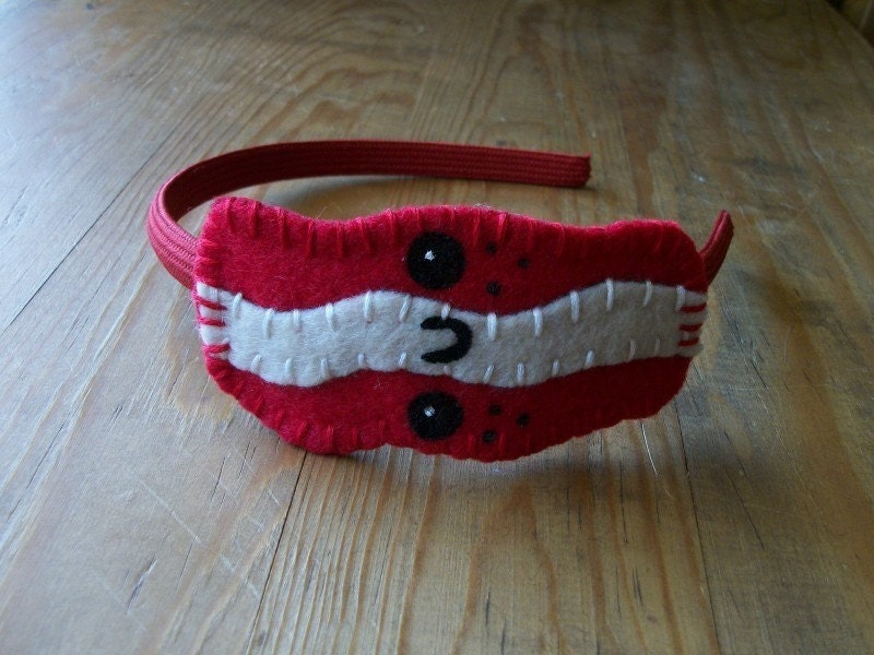 Red Bacon Head Band made to order