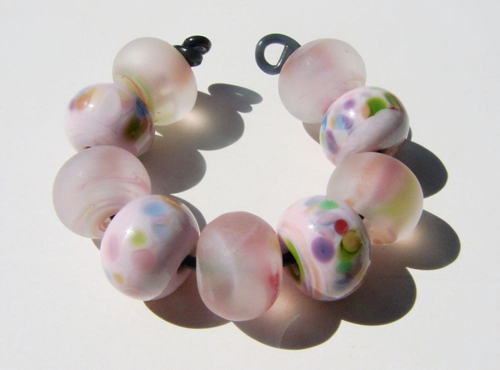 9 Pretty in Pink Lampwork Bead Set SRAF34