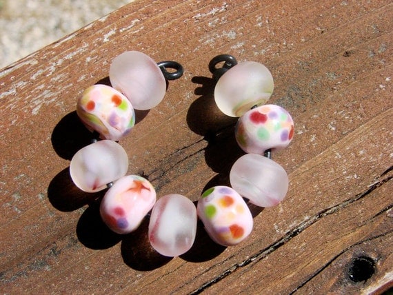 9 Pretty in Pink Lampwork Bead Set SRAF34