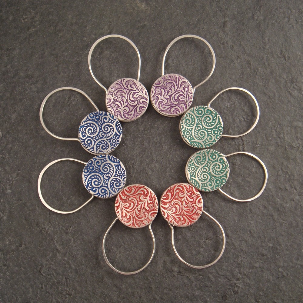 Round Padlock Earrings in five colors