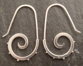Silver Spiral Earrings with 14k Gold Granules