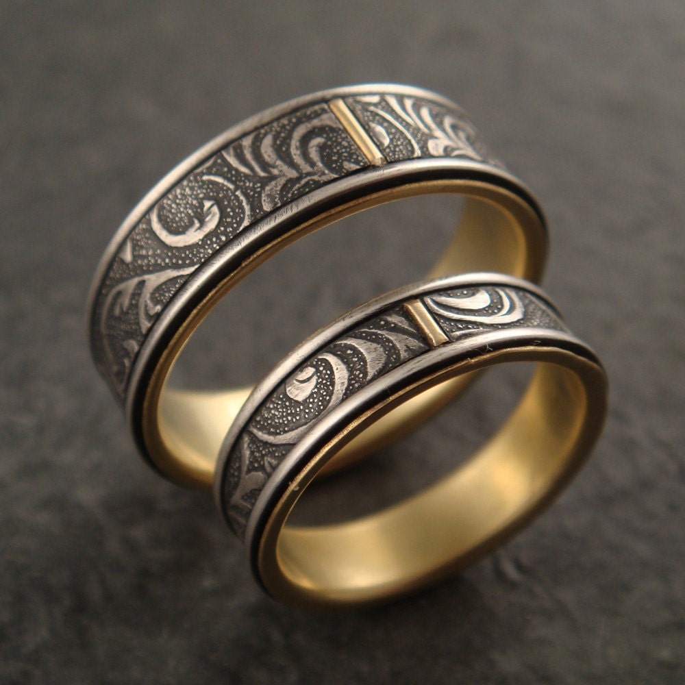 Wedding Band Set - Art Nouveau Vines Ring