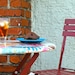 Laminated Cotton Tablecloth, Fitted/Elasticized --- SMALL ROUND table Tables -- Custom Made -- bpa and pvc FREE