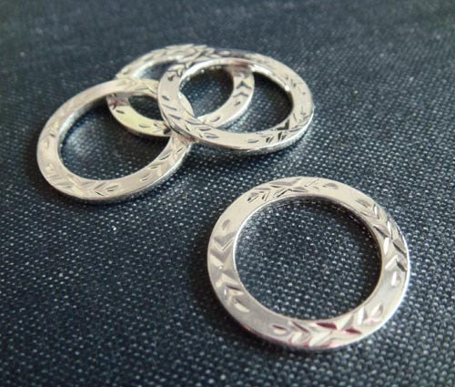 Etched Brass Circles - Silver Plated - 3pcs - LAST LOT