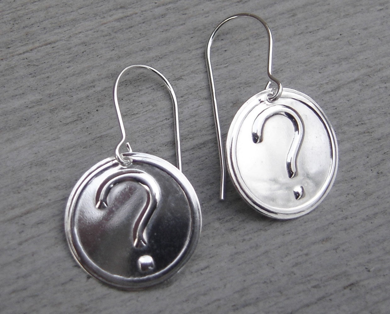Question Mark Earrings - Sterling Silver, Geekery, Jewelry