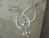 Fancy Loops Long Teardrop Earrings- Sterling Silver Dangle Earrings - Silver Wire Earrings, Silver Wire Jewelry