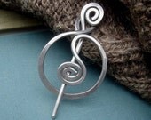 Spiraling Full Circle Aluminum Shawl Pin or Brooch