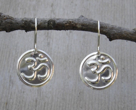 ... Sterling Silver Earrings - Yoga Jewelry - Buddhist - Dangle Earrings