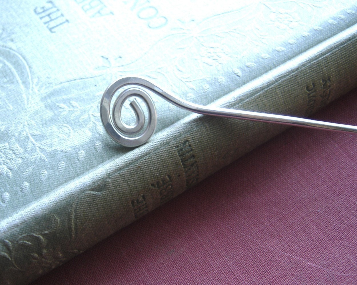 Hair Stick, Shawl Pin, Hair Clip - Sterling Silver Metal Simple Spiral - Long Hair Accessories -Women- Hair Sword, Hair Toy