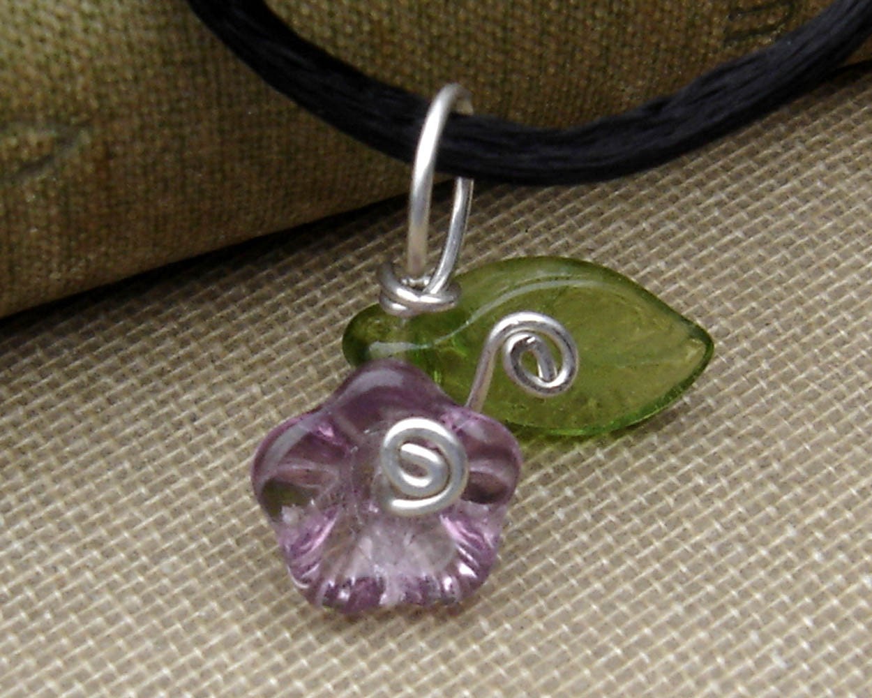 Little Lilac Purple Glass Flower Pendant Necklace -Spring Czech Glass Beads - Flower Necklace - Flower Girls Jewelry