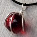 Ruby Red Marble Pendant Necklace - Red Marble Jewelry - Red Glass Sterling Silver Wire Wrapped