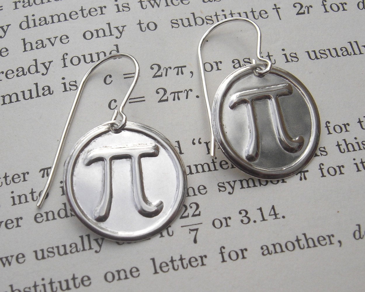 Sterling Silver Pi Earrings - Geek Math Jewelry - Math Teacher Gift -  Pi Jewelry - Teacher Appreciation