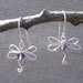 Dragonfly Earrings - With Amethyst Sterling Silver Wire Dangle Earrings - Stone Beads - Dragonfly Jewelry