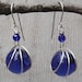 Cobalt Blue Glass Marble Earrings - Sterling Silver Wire Wrapped
