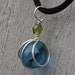 Little Teal Glass Marble with Olive Green Sterling Silver Wirewrapped Pendant