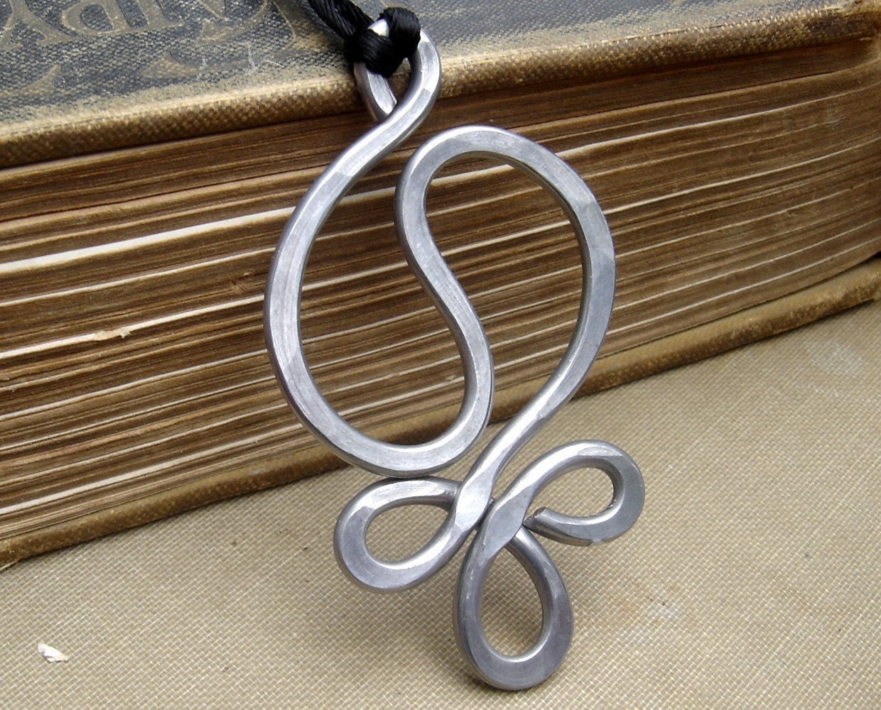 Yin Yang Harmony Big Pendant Necklace -  Light Weight Aluminum Hammered Wire -yinyang