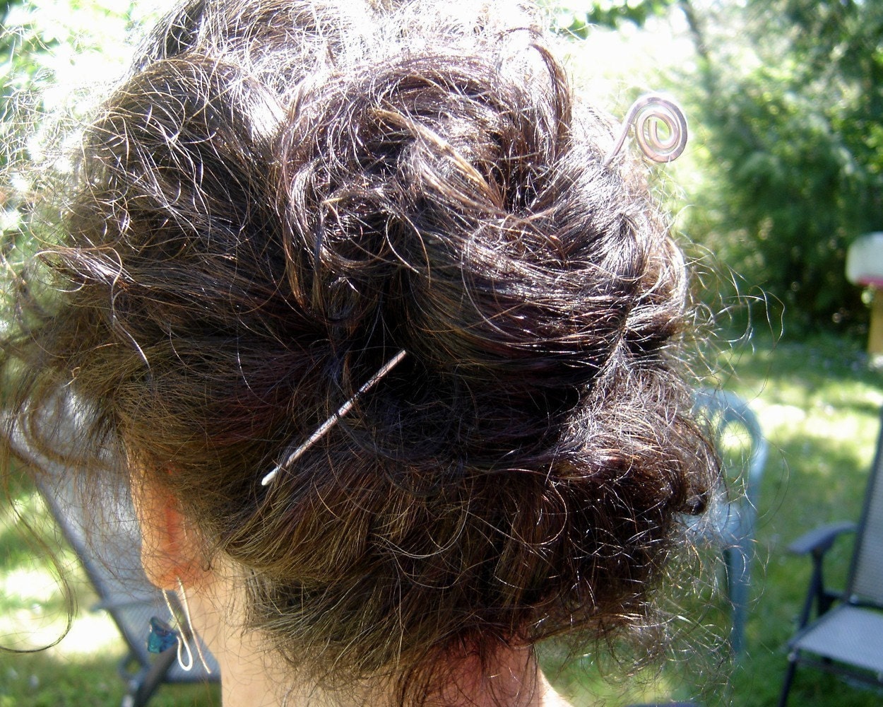 Hair Stick, Shawl Pin, Hair Clip - Sterling Silver Metal Simple Spiral - Long Hair Accessories -Women- Hair Sword, Hair Toy