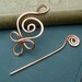 Celtic Budding Spiral Copper Shawl Pin / Scarf Pin / Sweater Brooch/ Hair Pin- Celtic Accessory- Hammered Wire Metal