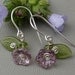 Little Lilac Purple Glass Flower and Leaves Earrings-Czech Glass Beads Silver Wire Wrapped Dangle-Flower Girl Jewelry