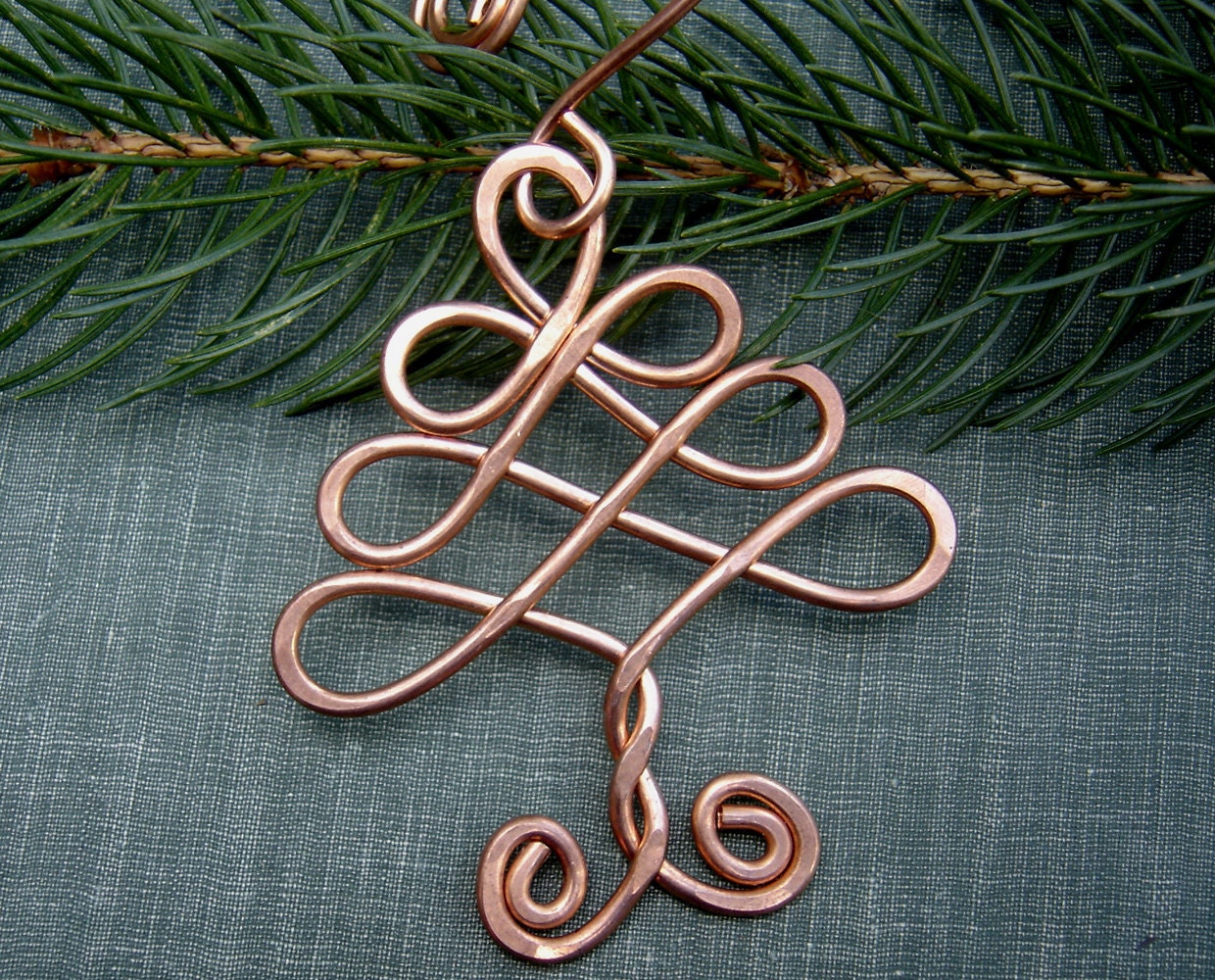 Celtic Tree Ornament - Christmas Tree Holiday Ornament - Copper Wire - Handmade Gift - Celtic Tree of Life Decoration, Home Decor