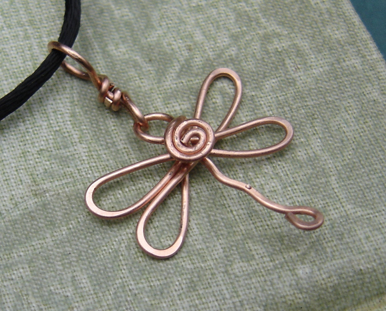 Copper Dragonfly Necklace - Dragonfly Pendant - Dragonfly Jewelry - Copper Wire Wrapped