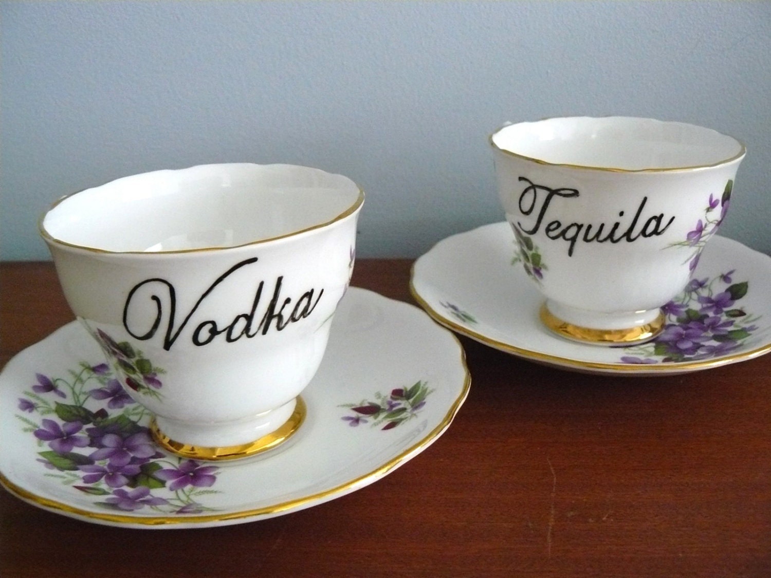 Vodka and Tequila altered teacup set