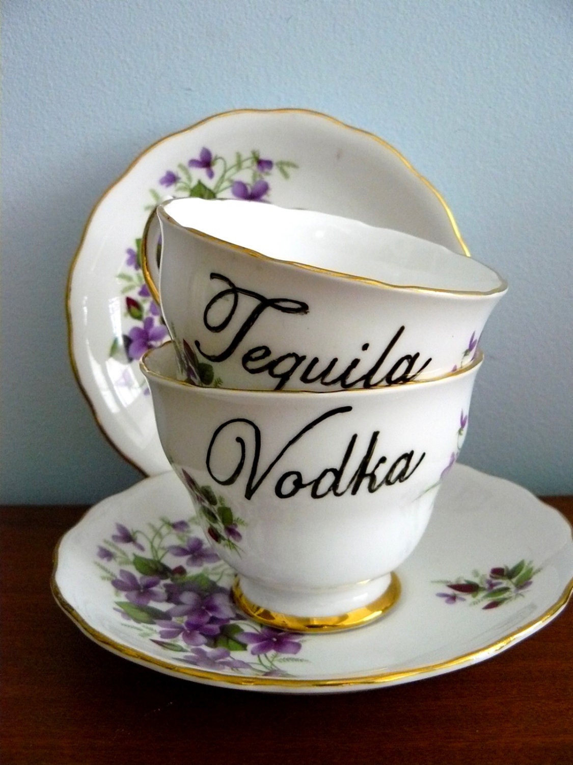 Vodka and Tequila altered teacup set