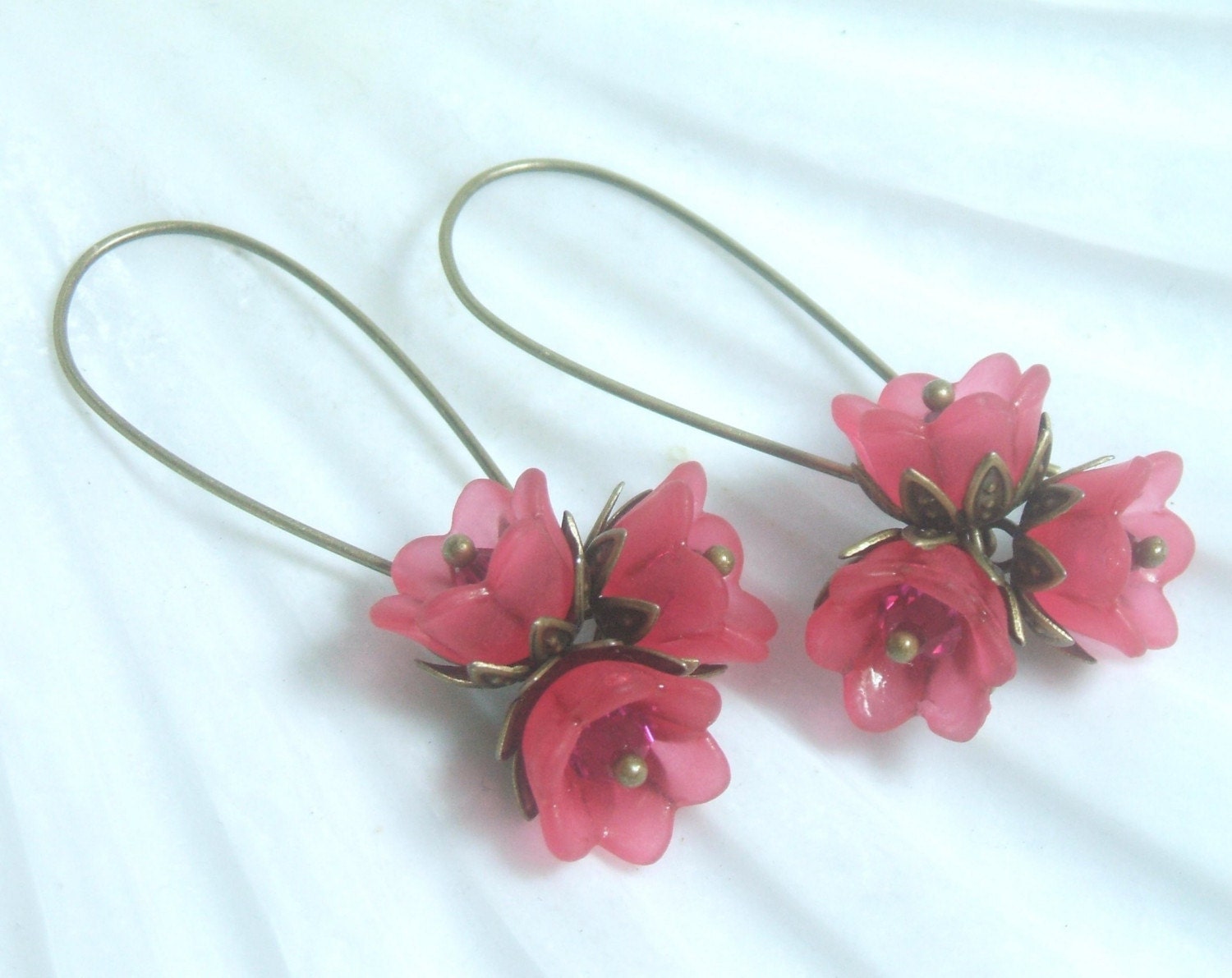 Hot Pink Acrylic Flower Earrings
