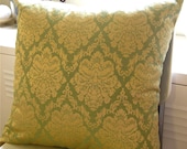 SALE Soft Olive Green and Gold Kravet Woven Damask Decorative 19 inches Pillow