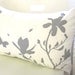 Limited Time Sale Grey Print on Off White Cotton Magnolia and Butterflies Rectangle Pillow