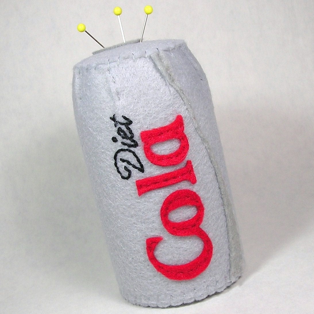 RESERVED FOR DAN - Pincushion / Pin Cushion - Felt Can of Diet Cola Pincushion