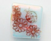 Fused Dichroic Glass Magnet - Flower and Ladybug Glass Magnet