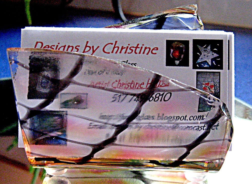 Fused Glass Business Card Holder