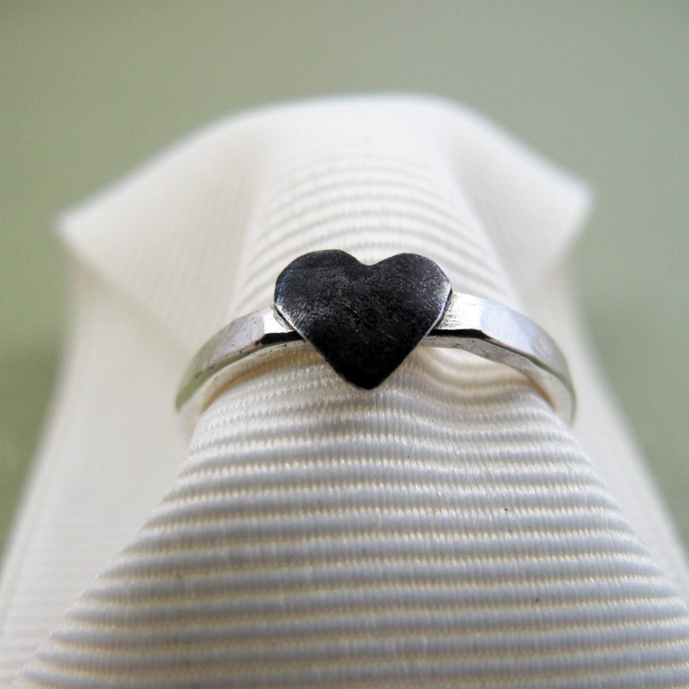 Black Heart Ring - Sterling Silver