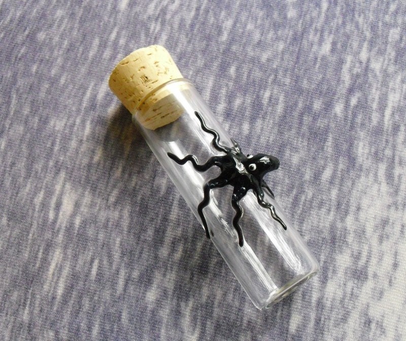 Inky Octopus glass stash jar bottle nug jug