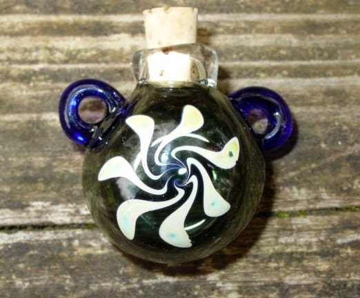 Glass Stash bottle focal pendant - Swirling Sun