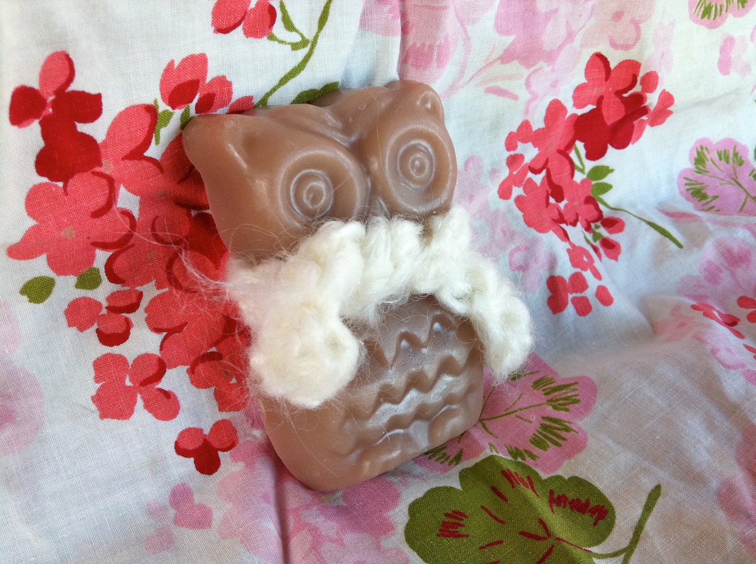 Salted Caramel Owl Soap with Crocheted Scarf