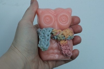 Pink Grapefruit Owl Soap with Crocheted Scarf