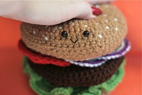 Crochet Cheeseburger PATTERN -- PDF