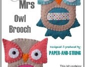 felt owl brooch kit MAKE YOUR OWN felt brooches