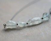 Aquamarine & Sterling Silver Necklace . Pale Green Nugget Fresh Modern Jewelry Holiday Gift