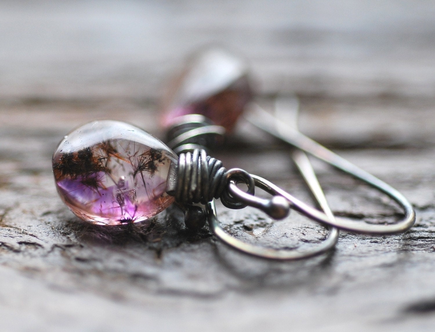 Cyber Monday Etsy mariana earrings . moss amethyst . oxidized sterling silver