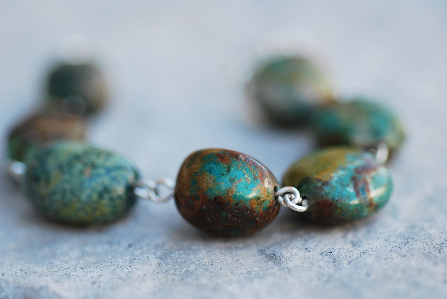 antigua necklace . dragonskin turquoise nugget . sterling silver