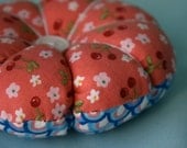 Cherries, Flowers, and Rain Drops Flower Pincushion