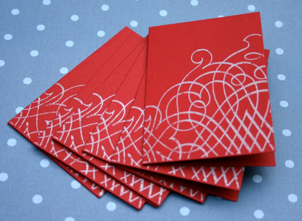 Mini Cards - Red, Silver Metallic