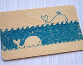 Wooden Postcard - Whales