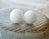 10mm round white fused glass earrings